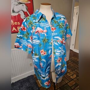 SSLR Women's Hawaiian Flamingo Shirt Large